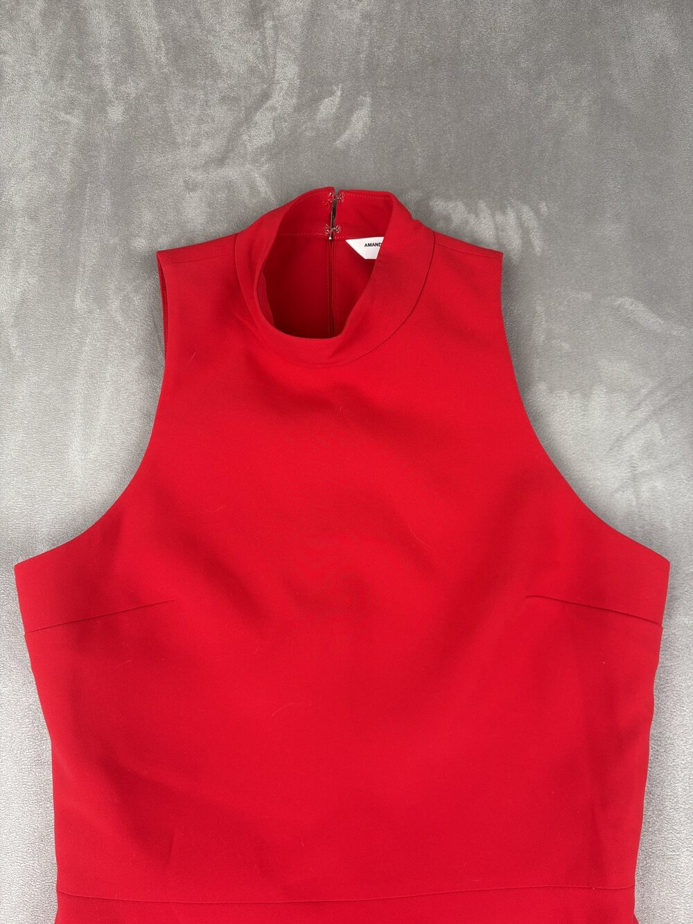 Amanda Uprichard Red Sleeveless Mock Neck Midi Dress Sz S - Picture 6 of 10